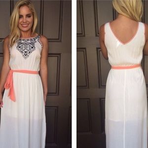 White Maxi Dress with V neck